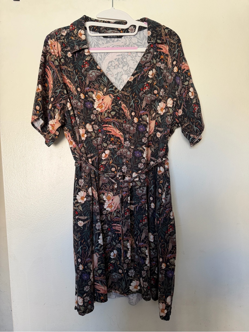 Disturbia Dark Floral Botanical Collared Mini Dress Size US 10 Goth Cottagecore - Picture 4 of 7
